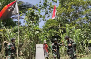 Semangat Hut RI ke 77, Satgas Yonif 126/KC Laksanakan Patroli Patok Di Perbatasan RI-PNG